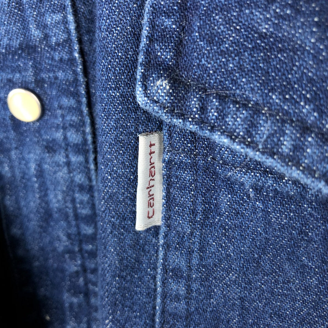 Carhartt Relaxed Fit Long-Sleeve Denim Western Shirt, Men's Size XL (approx.) cotton blue type Vintage Second Hand