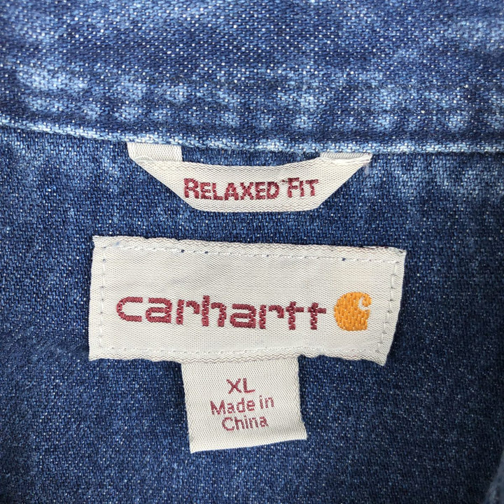 Carhartt Relaxed Fit Long-Sleeve Denim Western Shirt, Men's Size XL (approx.) cotton blue type Vintage Second Hand