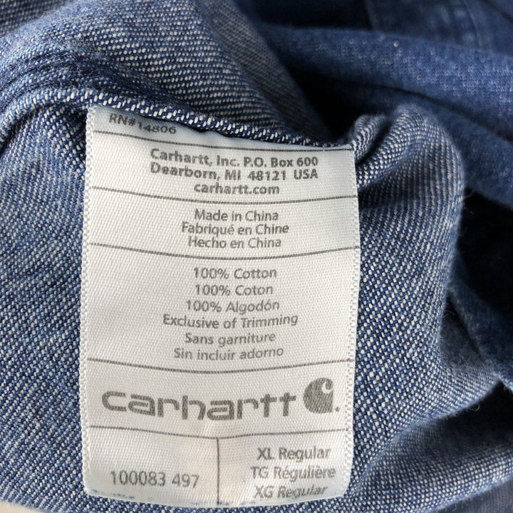 Carhartt Relaxed Fit Long-Sleeve Denim Western Shirt, Men's Size XL (approx.) cotton blue type Vintage Second Hand