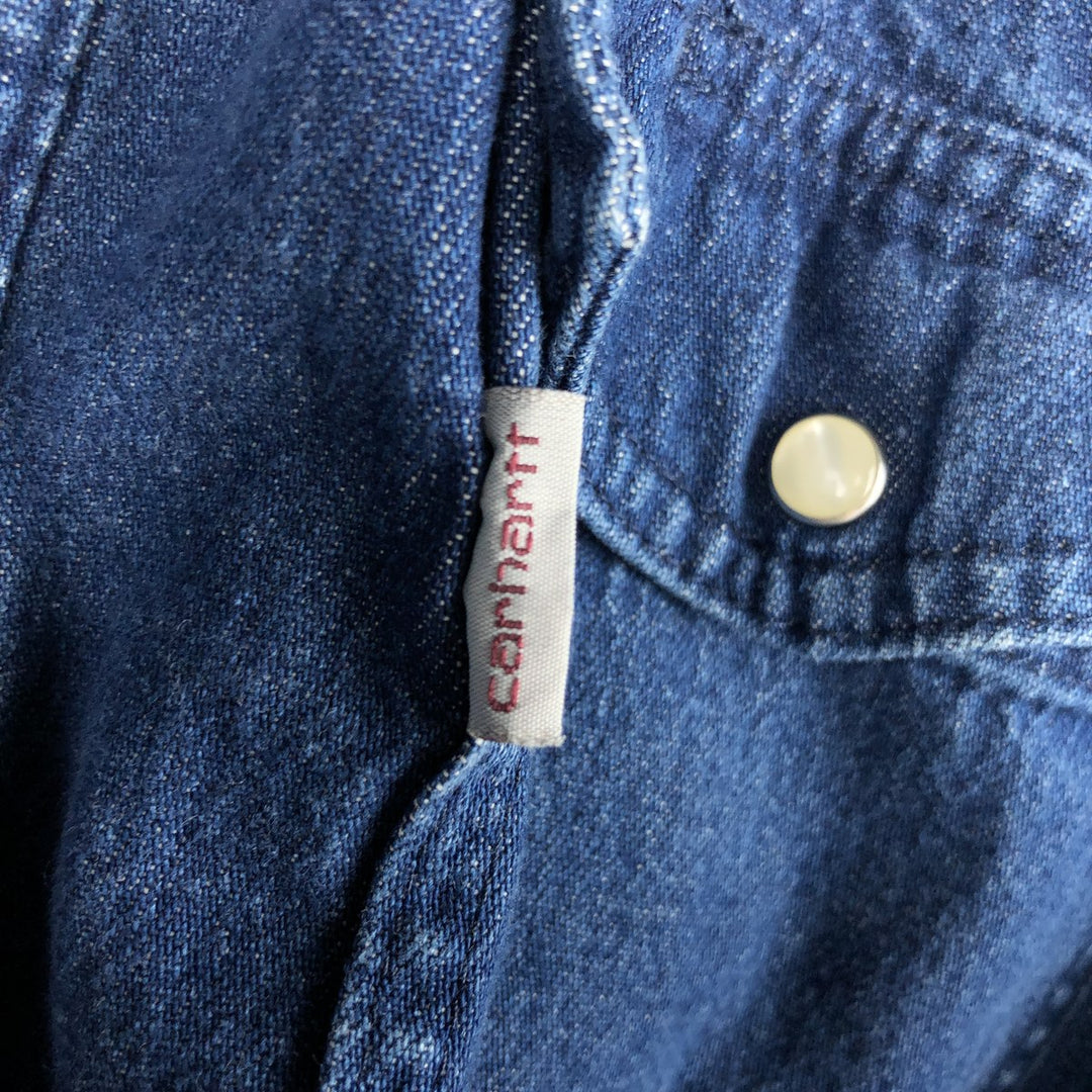 Carhartt Relaxed Fit Long-Sleeve Denim Western Shirt, Men's Size XL (approx.) cotton blue type Vintage Second Hand