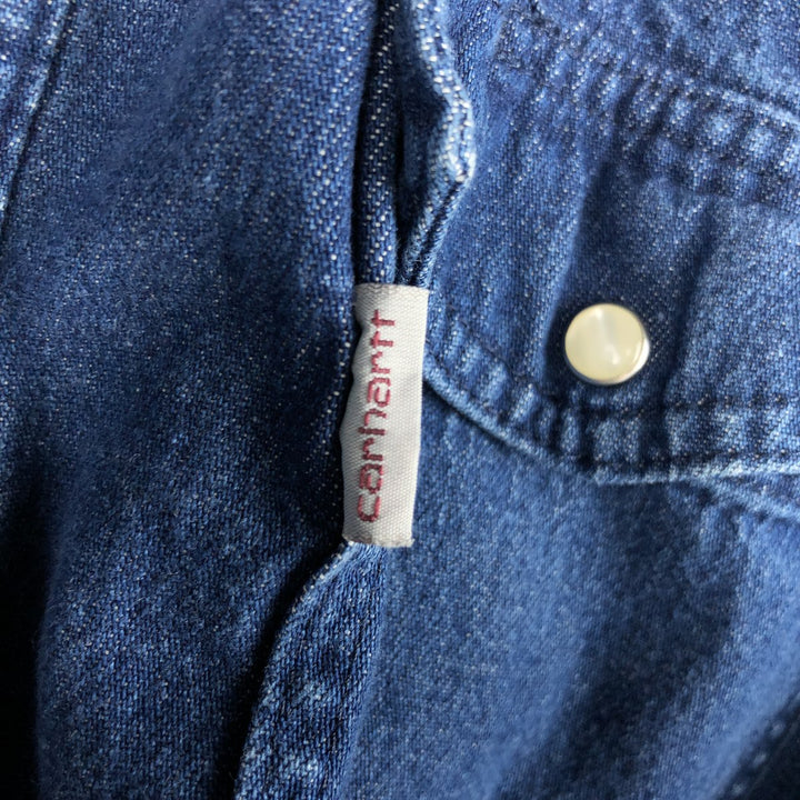Carhartt Relaxed Fit Long-Sleeve Denim Western Shirt, Men's Size XL (approx.) cotton blue type Vintage Second Hand