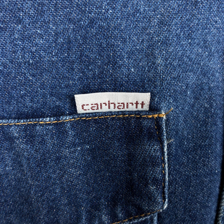 Carhartt Long Sleeve Denim Western Shirt, Men's Size Medium unclear blue type Vintage Second Hand