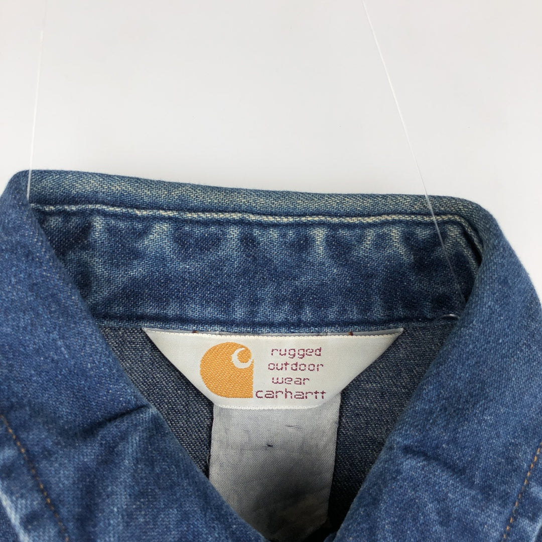 Carhartt Long Sleeve Denim Western Shirt, Men's Size Medium unclear blue type Vintage Second Hand