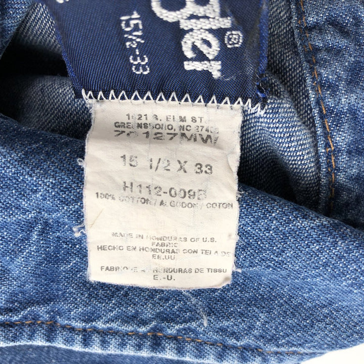 80s-90'S Wrangler Long-Sleeve Denim Western Shirt, Men's Size M (Equivalent), Vintage cotton blue type Vintage Second Hand