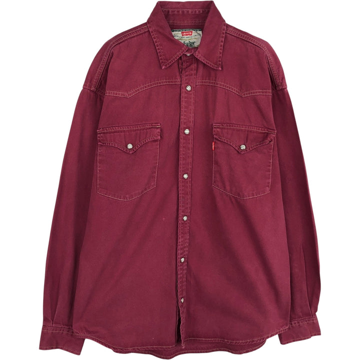 90'S Levi's Long-Sleeve Denim Western Shirt, Men's Size M (approx.), Vintage cotton wine-red Vintage Second Hand