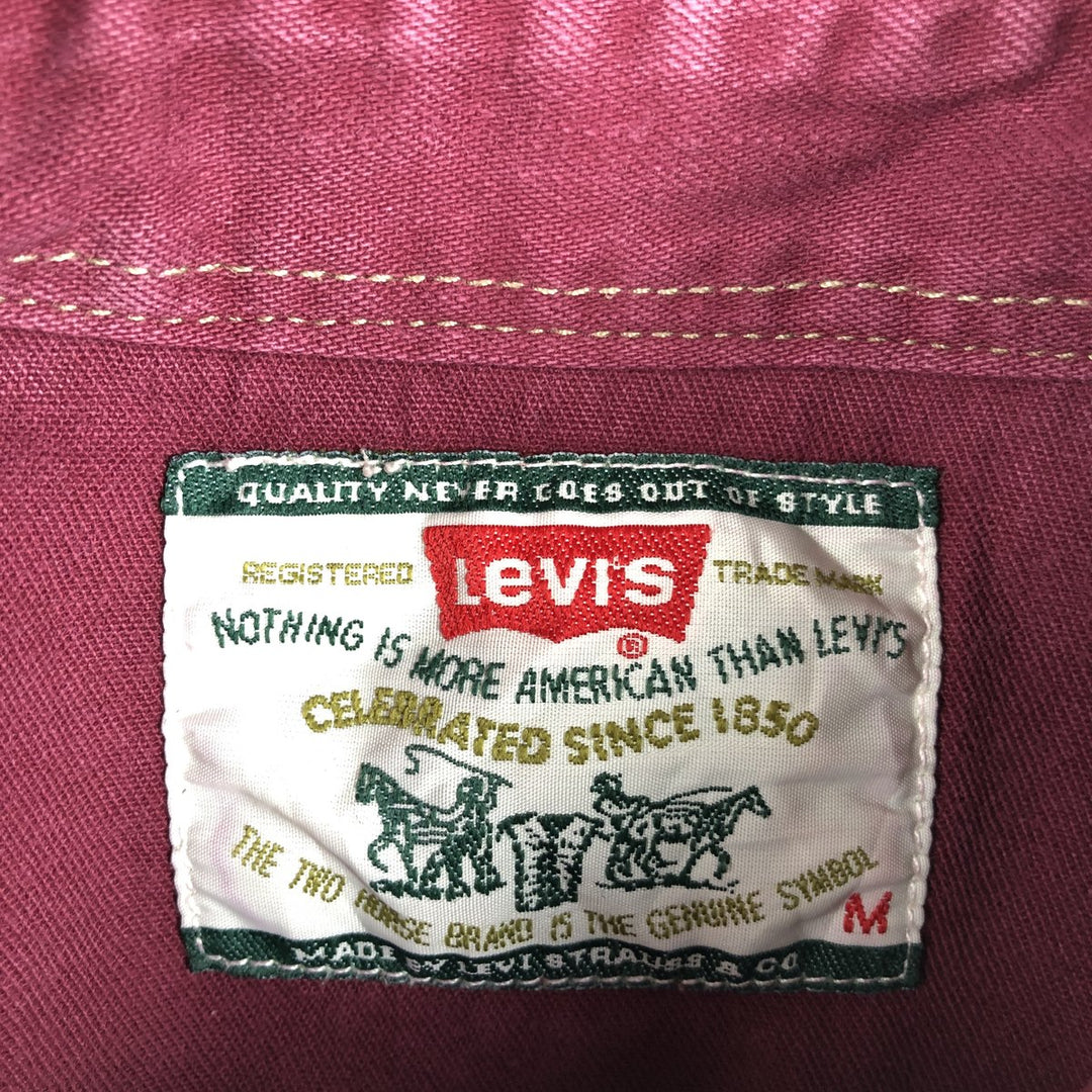 90'S Levi's Long-Sleeve Denim Western Shirt, Men's Size M (approx.), Vintage cotton wine-red Vintage Second Hand