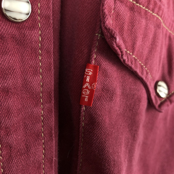 90'S Levi's Long-Sleeve Denim Western Shirt, Men's Size M (approx.), Vintage cotton wine-red Vintage Second Hand