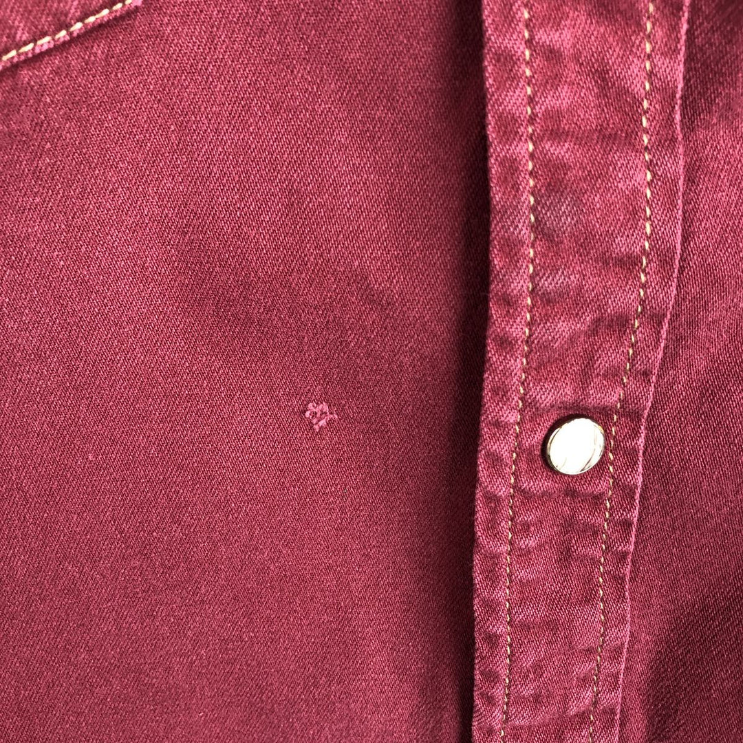 90'S Levi's Long-Sleeve Denim Western Shirt, Men's Size M (approx.), Vintage cotton wine-red Vintage Second Hand