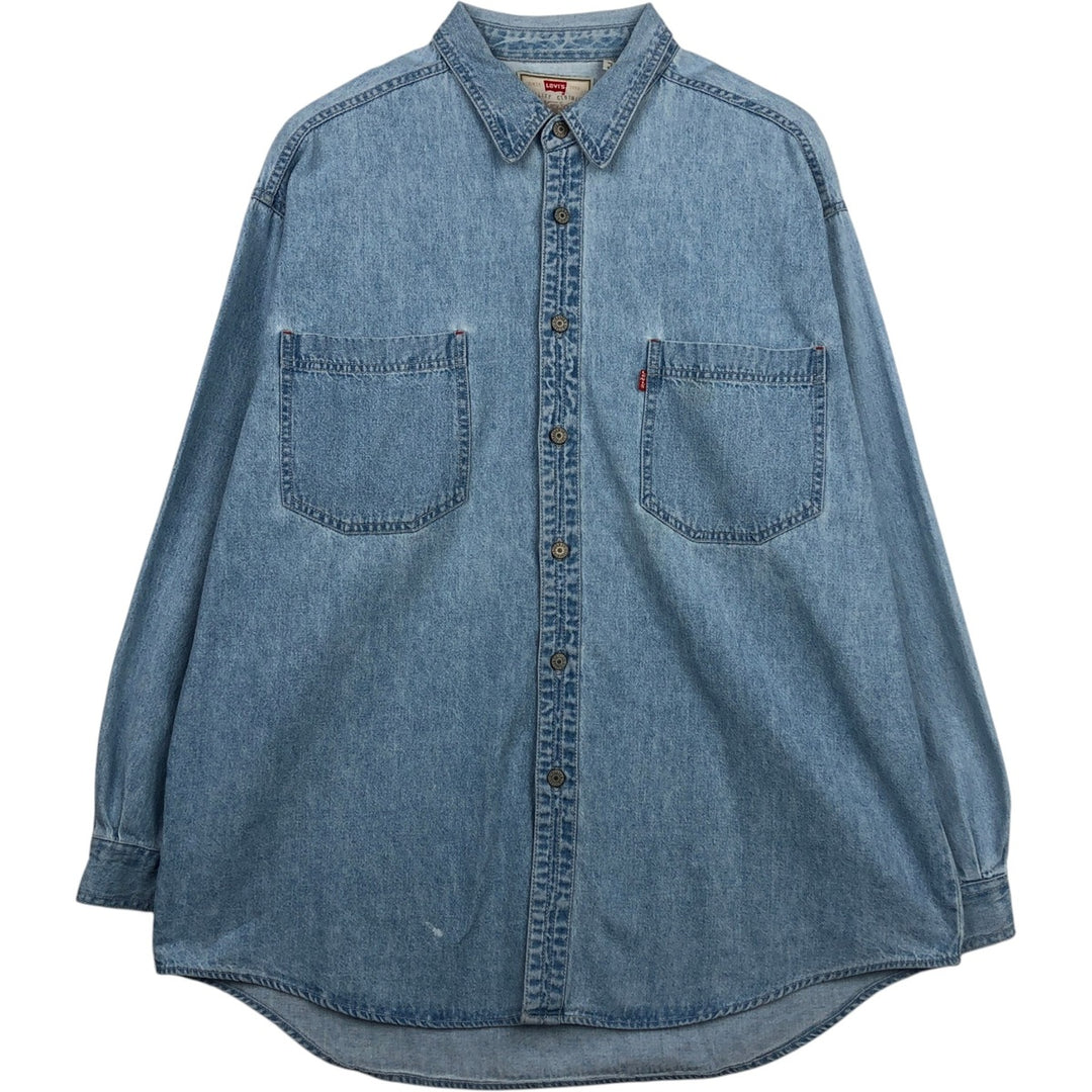 90'S Levi's Long Sleeve Denim Shirt, Men's XL, Vintage cotton blue type Vintage Second Hand