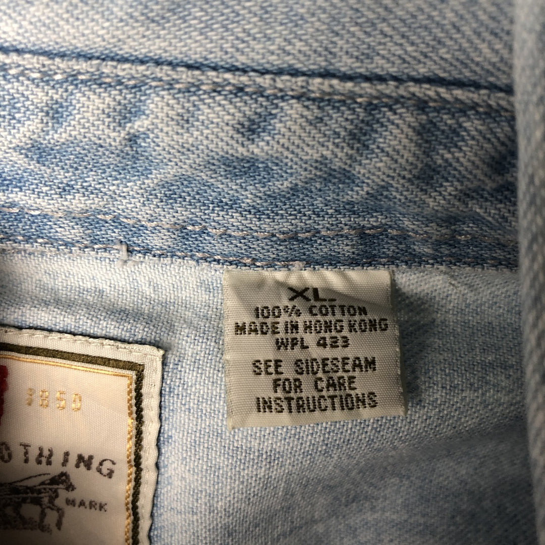 90'S Levi's Long Sleeve Denim Shirt, Men's XL, Vintage cotton blue type Vintage Second Hand