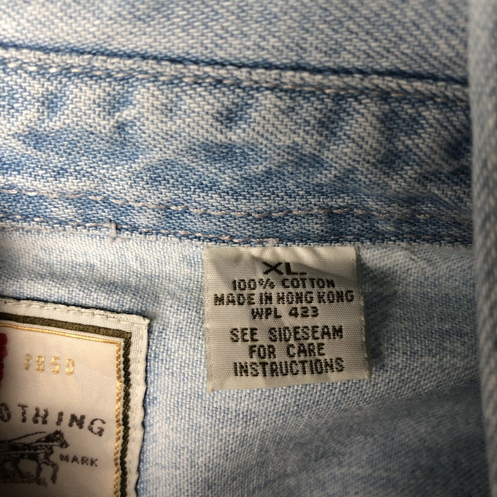 90'S Levi's Long Sleeve Denim Shirt, Men's XL, Vintage cotton blue type Vintage Second Hand
