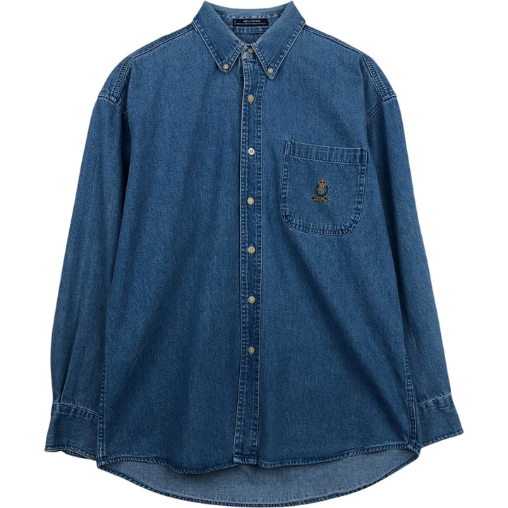 Ralph Lauren Chaps long-sleeved button-down denim shirt, men's size M cotton blue type Vintage Second Hand