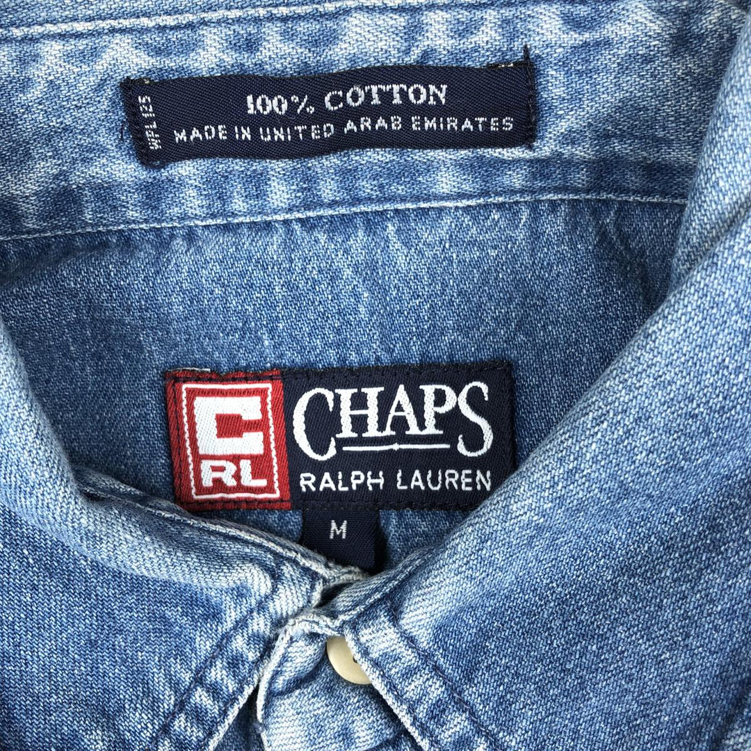 Ralph Lauren Chaps long-sleeved button-down denim shirt, men's size M cotton blue type Vintage Second Hand
