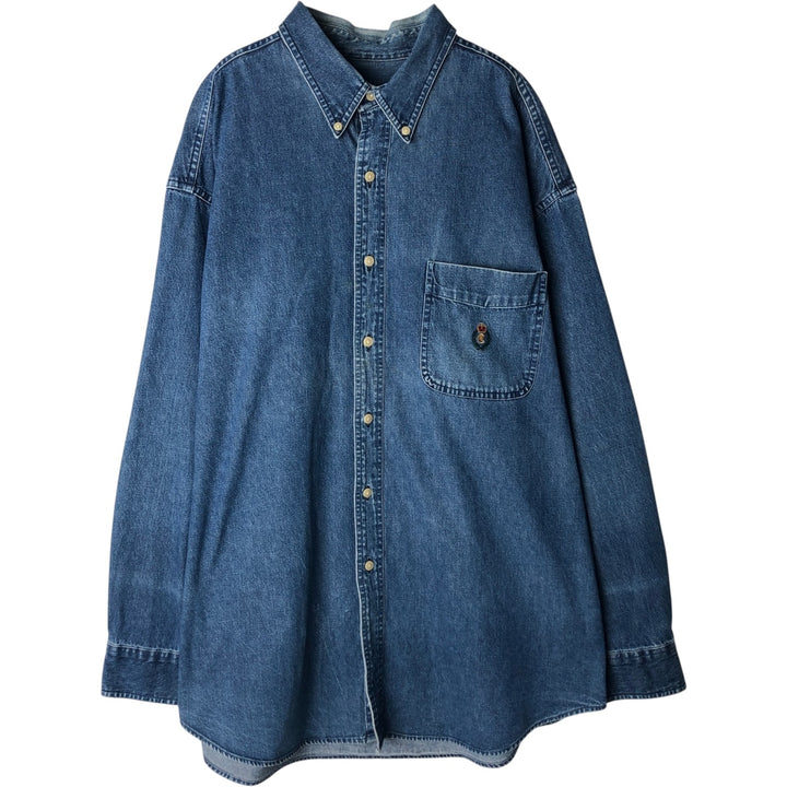 Ralph Lauren CHAPS Long Sleeve Button Down Denim Shirt Men's XL cotton blue type Vintage Second Hand