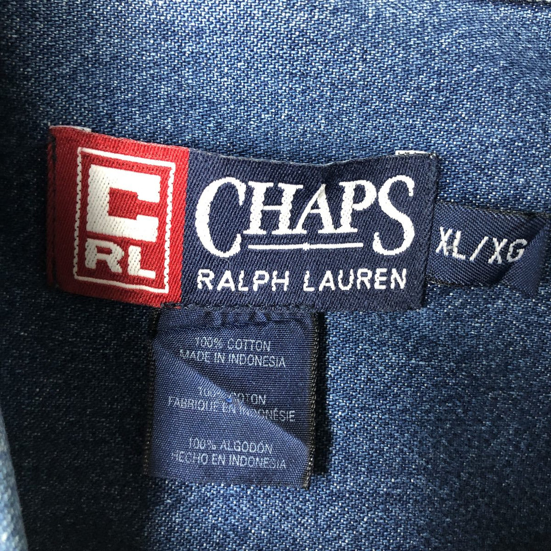 Ralph Lauren CHAPS Long Sleeve Button Down Denim Shirt Men's XL cotton blue type Vintage Second Hand