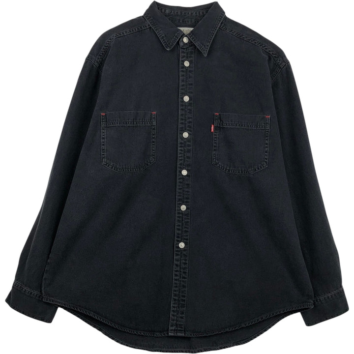 90'S Levi's RED TAB Long-Sleeve Black Denim Shirt, Men's Size XL (Equivalent), Vintage cotton black type Vintage Second Hand
