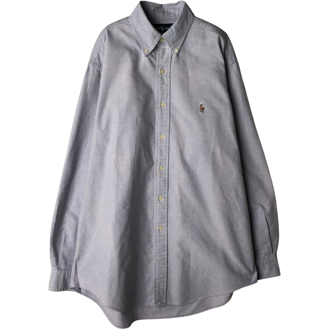 Ralph Lauren YARMOUTH long sleeve button down shirt, men's size M cotton blue type Vintage Second Hand