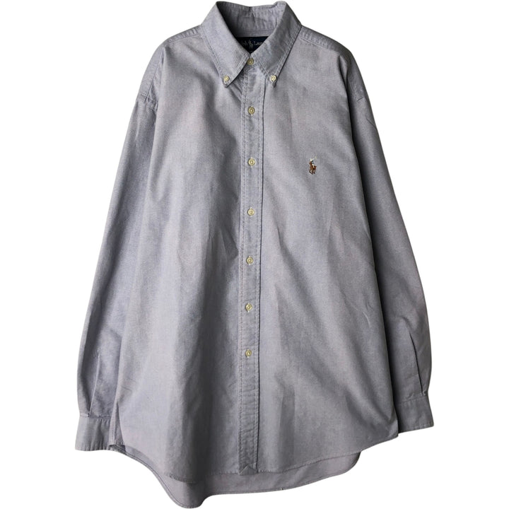 Ralph Lauren YARMOUTH long sleeve button down shirt, men's size M cotton blue type Vintage Second Hand