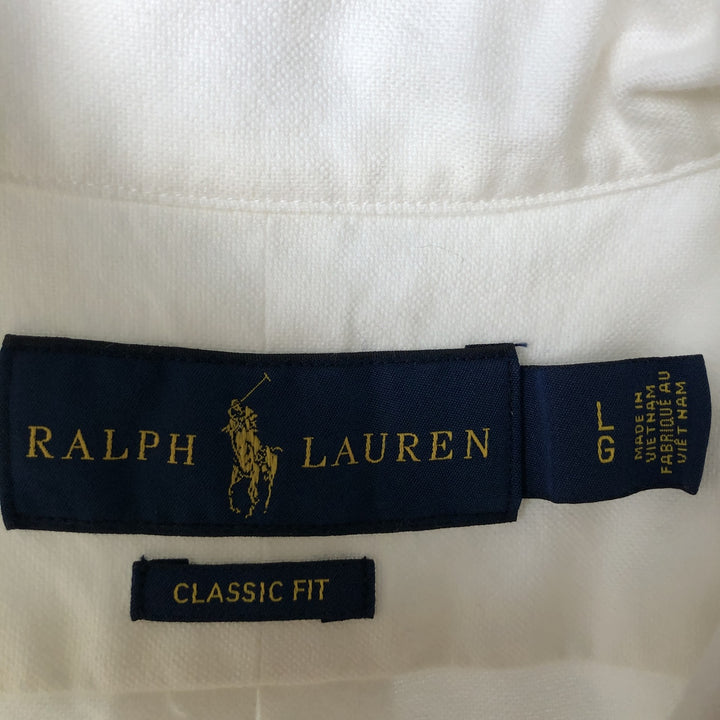 Ralph Lauren Classic Fit Long Sleeve Button Down Shirt, Men's Size L cotton white type Vintage Second Hand
