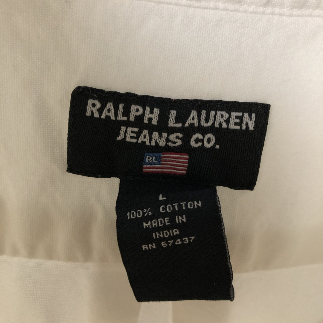 2000'S Ralph Lauren RALPH LAUREN JEANS CO. Long-sleeved button-down shirt, men's size L (approx.) cotton white type Vintage Second Hand