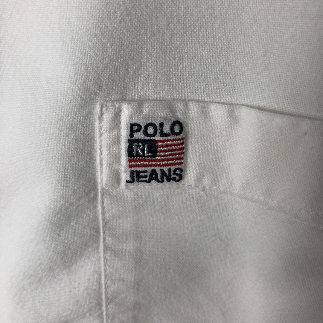 2000'S Ralph Lauren RALPH LAUREN JEANS CO. Long-sleeved button-down shirt, men's size L (approx.) cotton white type Vintage Second Hand