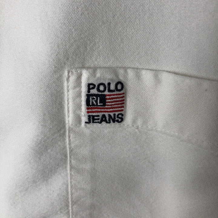 2000'S Ralph Lauren RALPH LAUREN JEANS CO. Long-sleeved button-down shirt, men's size L (approx.) cotton white type Vintage Second Hand