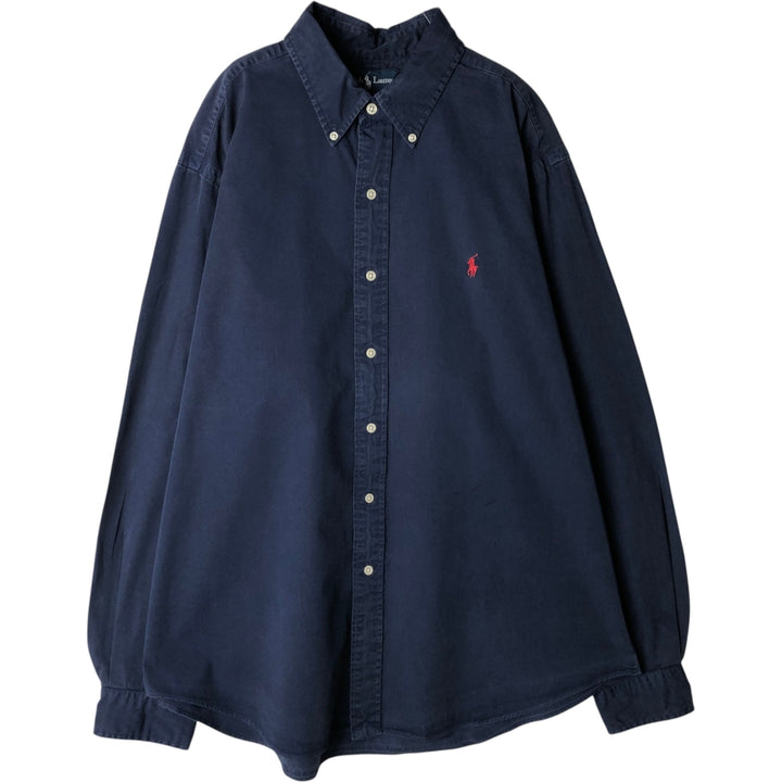 Ralph Lauren Classic Fit Long Sleeve Button Down Shirt Men's XL cotton navy blue type Vintage Second Hand