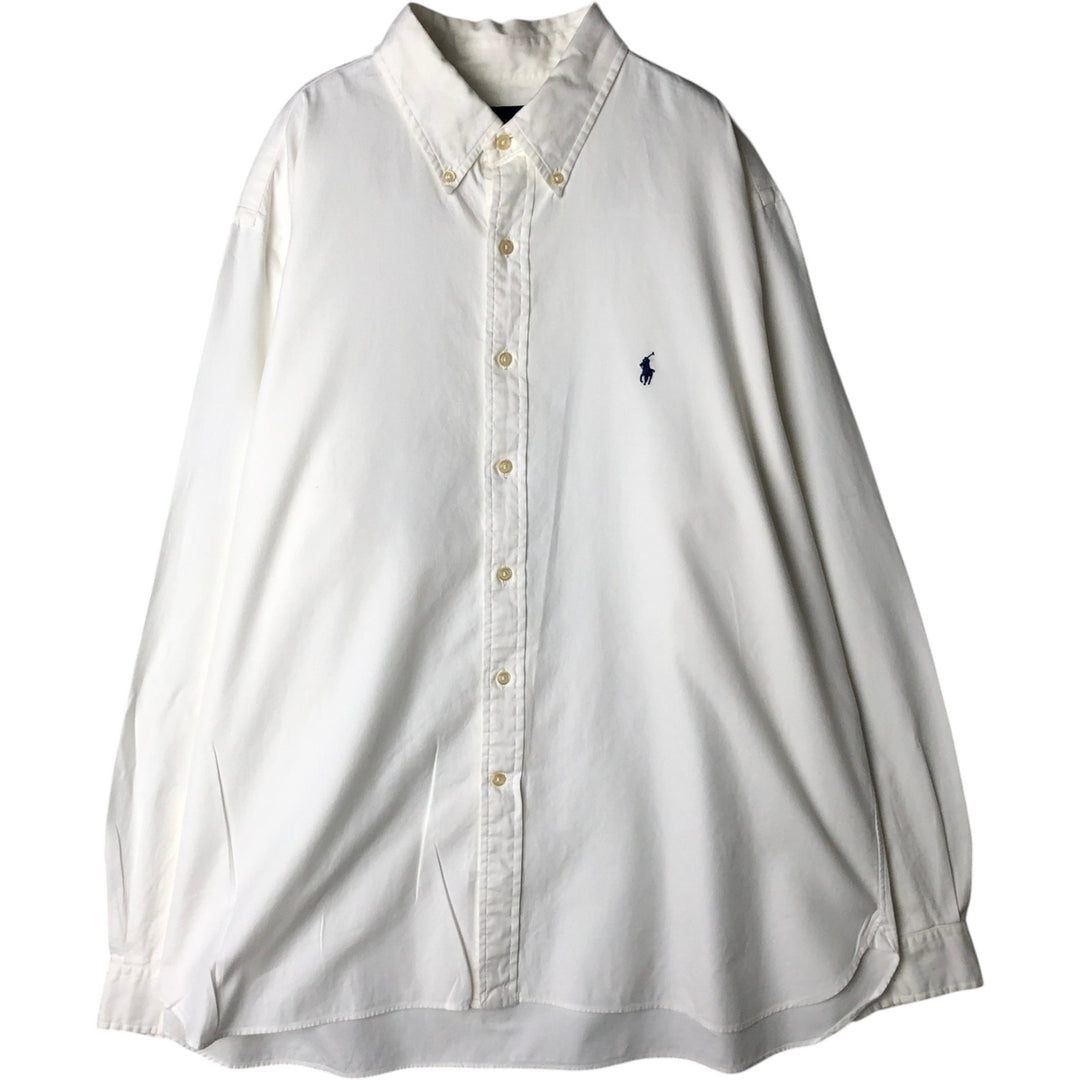 Ralph Lauren herringbone long-sleeved button-down shirt, men's size XL. cotton white type Vintage Second Hand