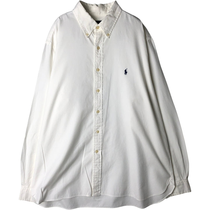 Ralph Lauren herringbone long-sleeved button-down shirt, men's size XL. cotton white type Vintage Second Hand