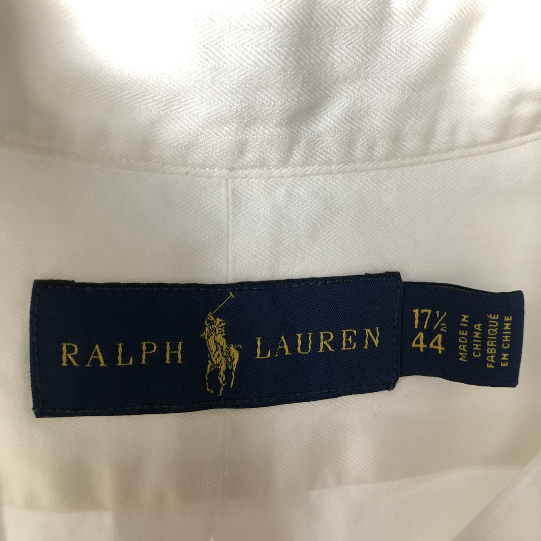 Ralph Lauren herringbone long-sleeved button-down shirt, men's size XL. cotton white type Vintage Second Hand