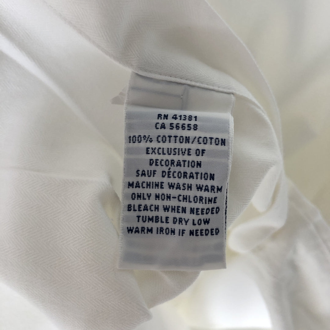 Ralph Lauren herringbone long-sleeved button-down shirt, men's size XL. cotton white type Vintage Second Hand