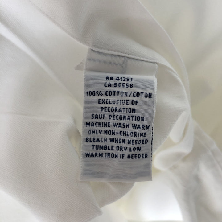 Ralph Lauren herringbone long-sleeved button-down shirt, men's size XL. cotton white type Vintage Second Hand