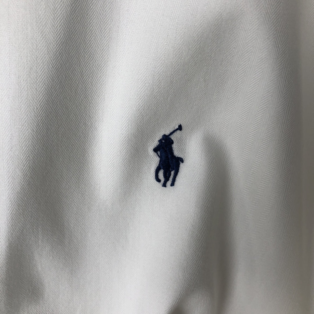 Ralph Lauren herringbone long-sleeved button-down shirt, men's size XL. cotton white type Vintage Second Hand