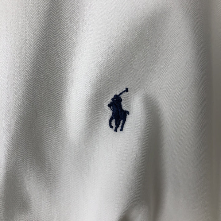 Ralph Lauren herringbone long-sleeved button-down shirt, men's size XL. cotton white type Vintage Second Hand