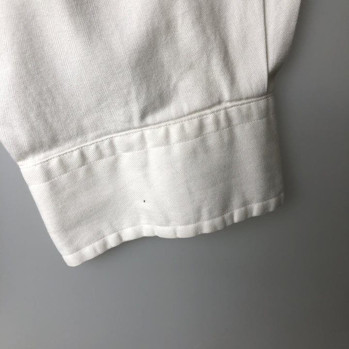 Ralph Lauren herringbone long-sleeved button-down shirt, men's size XL. cotton white type Vintage Second Hand