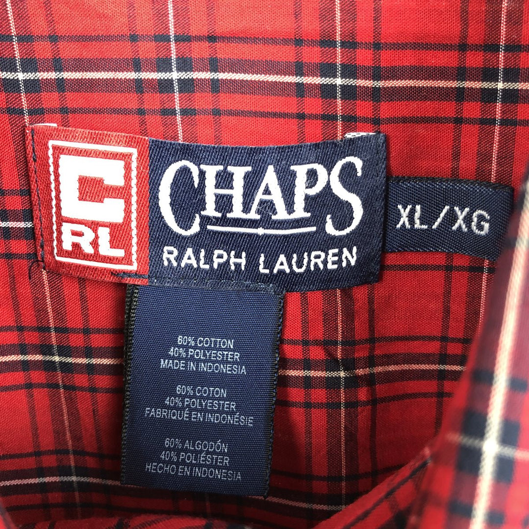 Ralph Lauren Chaps long-sleeved button-down check shirt, men's size XL cotton red type Vintage Second Hand