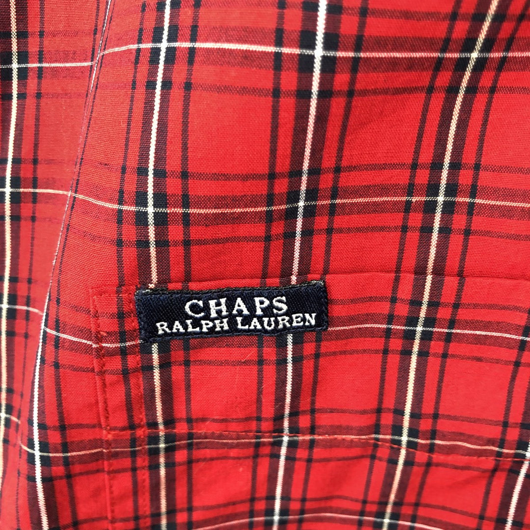 Ralph Lauren Chaps long-sleeved button-down check shirt, men's size XL cotton red type Vintage Second Hand
