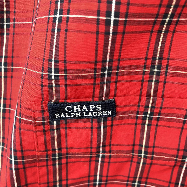 Ralph Lauren Chaps long-sleeved button-down check shirt, men's size XL cotton red type Vintage Second Hand