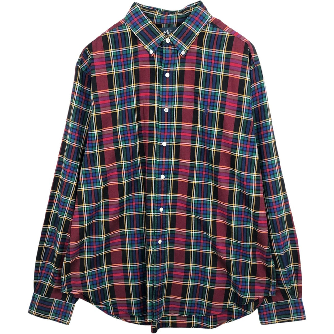Ralph Lauren Classic Fit Tartan Check Long Sleeve Button-Down Check Shirt, Men's Size XL cotton red type Vintage Second Hand