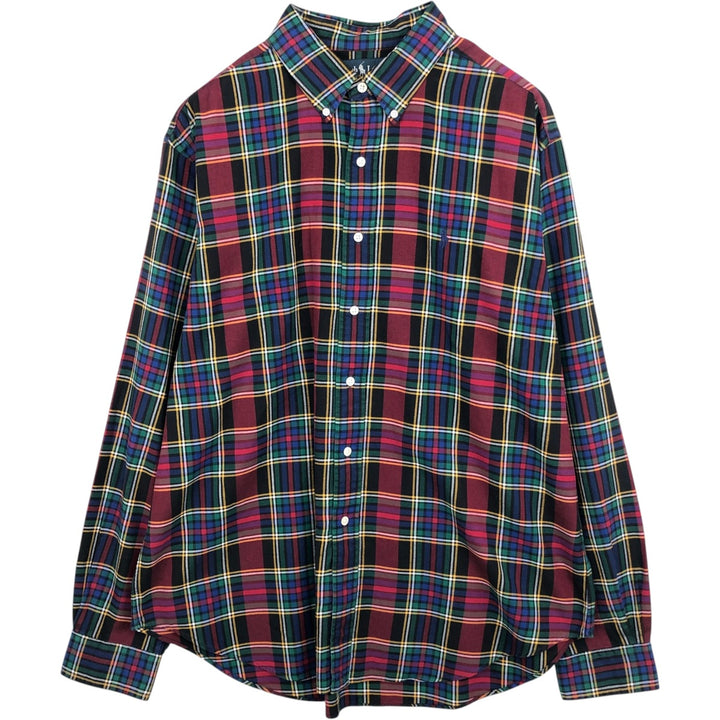 Ralph Lauren Classic Fit Tartan Check Long Sleeve Button-Down Check Shirt, Men's Size XL cotton red type Vintage Second Hand