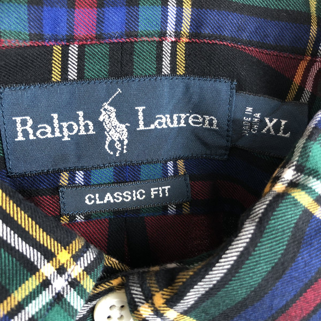 Ralph Lauren Classic Fit Tartan Check Long Sleeve Button-Down Check Shirt, Men's Size XL cotton red type Vintage Second Hand