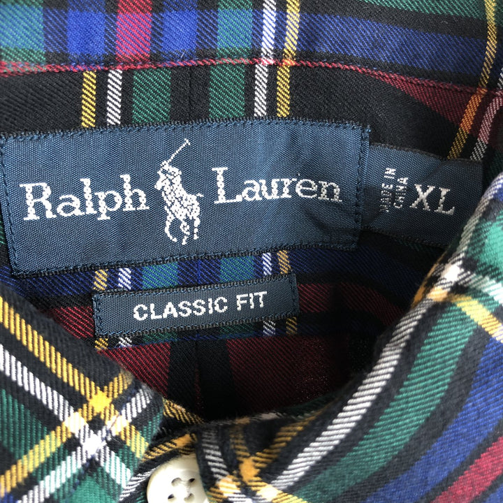 Ralph Lauren Classic Fit Tartan Check Long Sleeve Button-Down Check Shirt, Men's Size XL cotton red type Vintage Second Hand