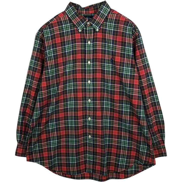 Ralph Lauren Classic Fit Tartan Check Long Sleeve Button-Down Check Shirt, Men's Size XL cotton red type Vintage Second Hand