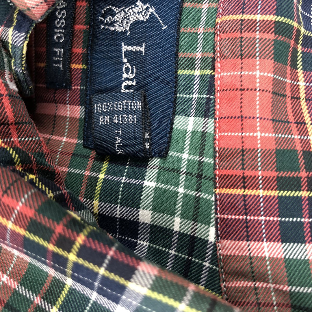Ralph Lauren Classic Fit Tartan Check Long Sleeve Button-Down Check Shirt, Men's Size XL cotton red type Vintage Second Hand