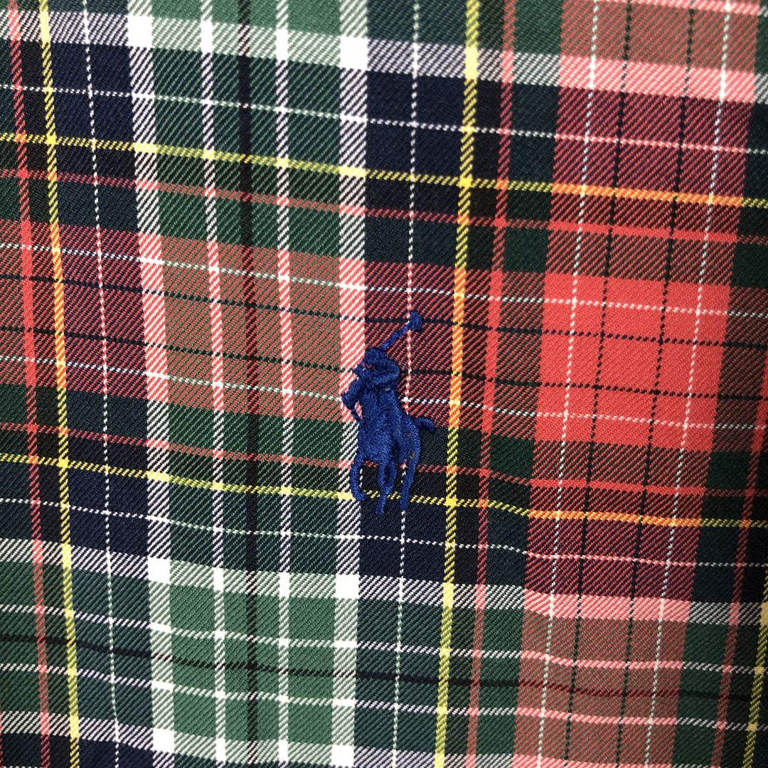 Ralph Lauren Classic Fit Tartan Check Long Sleeve Button-Down Check Shirt, Men's Size XL cotton red type Vintage Second Hand