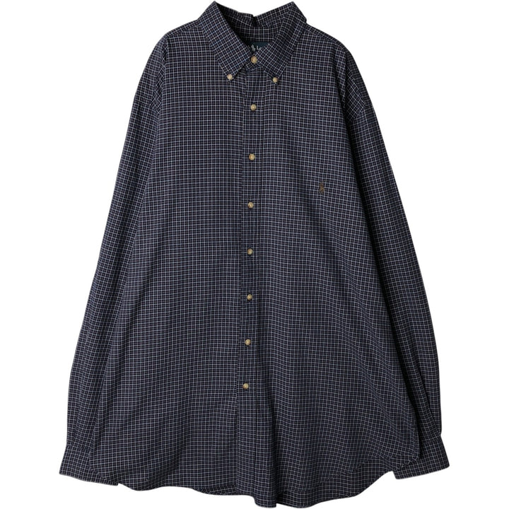 Ralph Lauren Classic Fit Long Sleeve Button Down Check Shirt Men's XL cotton navy blue type Vintage Second Hand