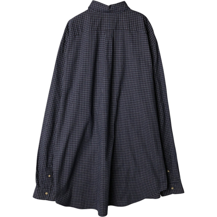 Ralph Lauren Classic Fit Long Sleeve Button Down Check Shirt Men's XL cotton navy blue type Vintage Second Hand