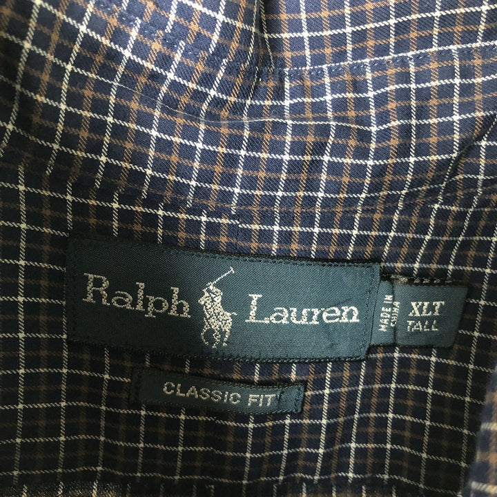 Ralph Lauren Classic Fit Long Sleeve Button Down Check Shirt Men's XL cotton navy blue type Vintage Second Hand