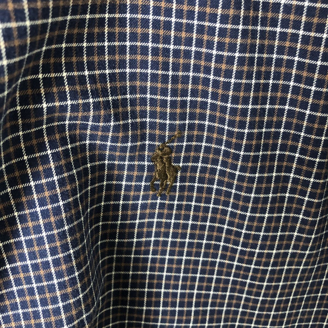 Ralph Lauren Classic Fit Long Sleeve Button Down Check Shirt Men's XL cotton navy blue type Vintage Second Hand