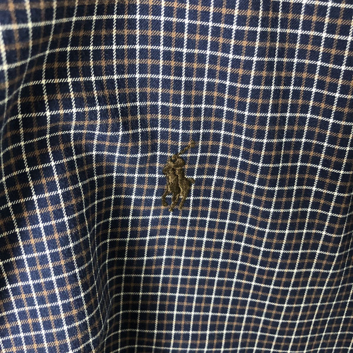 Ralph Lauren Classic Fit Long Sleeve Button Down Check Shirt Men's XL cotton navy blue type Vintage Second Hand